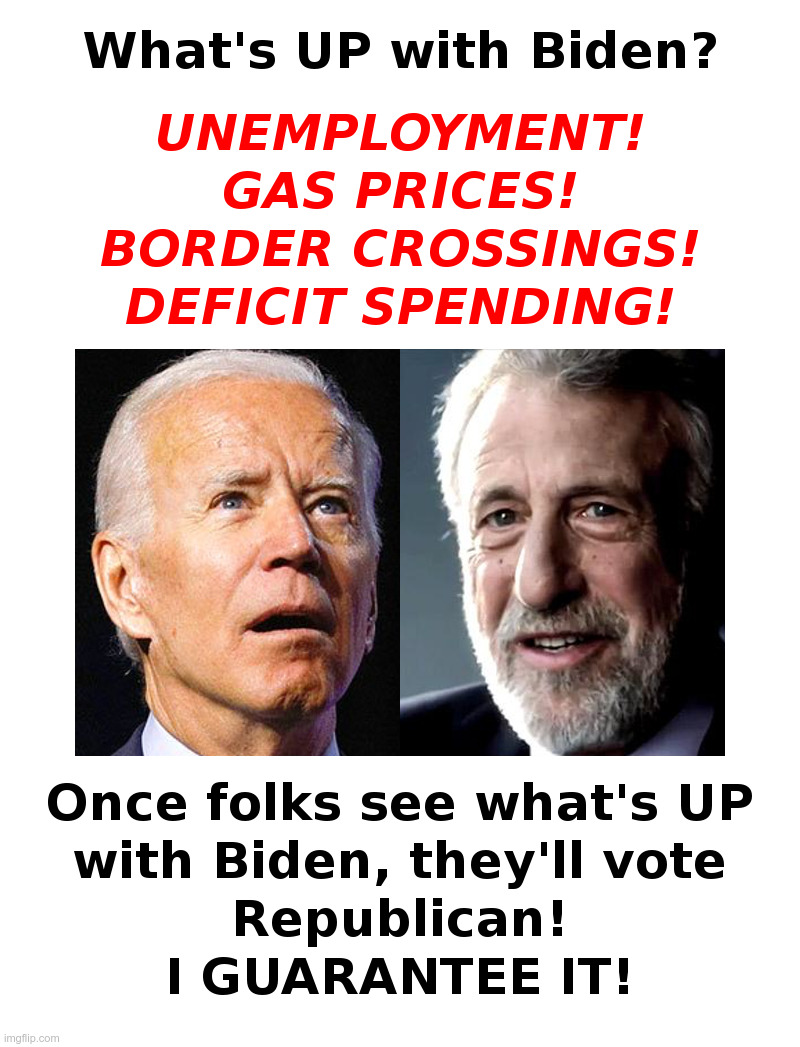 What's UP With Biden? | image tagged in joe biden,unemployment,gas,illegal immigration,spending,i guarantee it | made w/ Imgflip meme maker