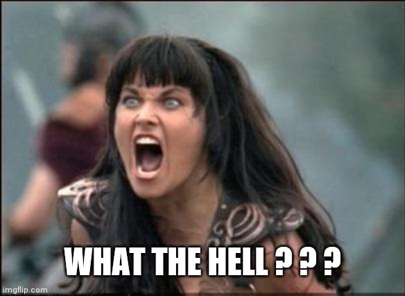 Angry Xena | WHAT THE HELL ? ? ? | image tagged in angry xena | made w/ Imgflip meme maker