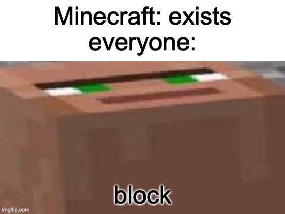 B L O C K | Minecraft: exists
everyone:; block | image tagged in minecraft | made w/ Imgflip meme maker