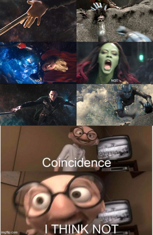 Loki and Nebula movie parallels. | image tagged in coincidence i think not,nebula,loki,thor,guardians of the galaxy | made w/ Imgflip meme maker