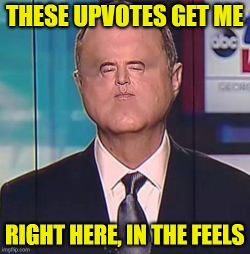 Adam Schiff | THESE UPVOTES GET ME RIGHT HERE, IN THE FEELS | image tagged in adam schiff | made w/ Imgflip meme maker