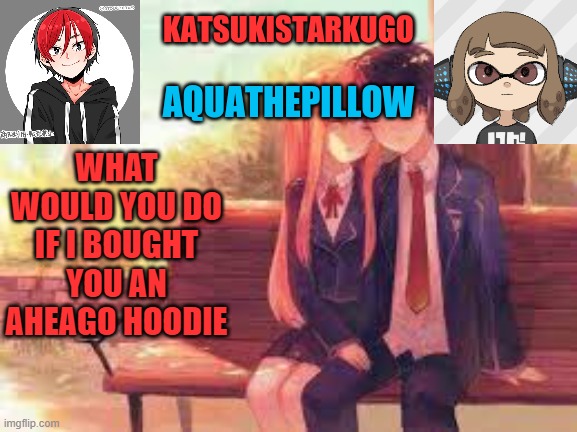 KatsukiStarkugoXAquathepillow | WHAT WOULD YOU DO IF I BOUGHT YOU AN AHEAGO HOODIE | image tagged in katsukistarkugoxaquathepillow | made w/ Imgflip meme maker