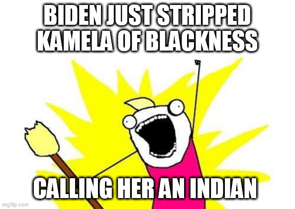 X All The Y | BIDEN JUST STRIPPED KAMELA OF BLACKNESS; CALLING HER AN INDIAN | image tagged in memes,x all the y | made w/ Imgflip meme maker