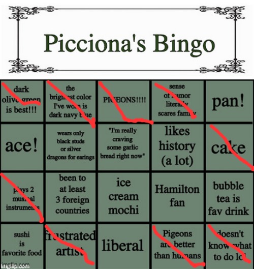 here you go | image tagged in picciona's bingo | made w/ Imgflip meme maker