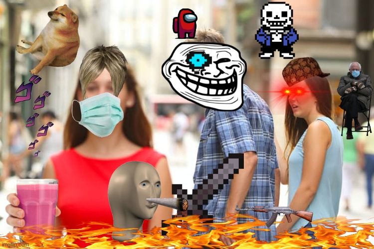 When new imgflippers make a meme | image tagged in memes,distracted boyfriend,new memers,add image button | made w/ Imgflip meme maker