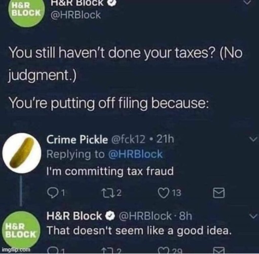 I love how h&r response was so calm and obvious. | made w/ Imgflip meme maker