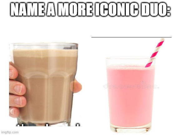 Blank White Template | NAME A MORE ICONIC DUO: | image tagged in blank white template,lol | made w/ Imgflip meme maker