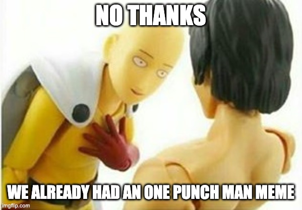 Carribbean One Punch Man | NO THANKS WE ALREADY HAD AN ONE PUNCH MAN MEME | image tagged in carribbean one punch man | made w/ Imgflip meme maker