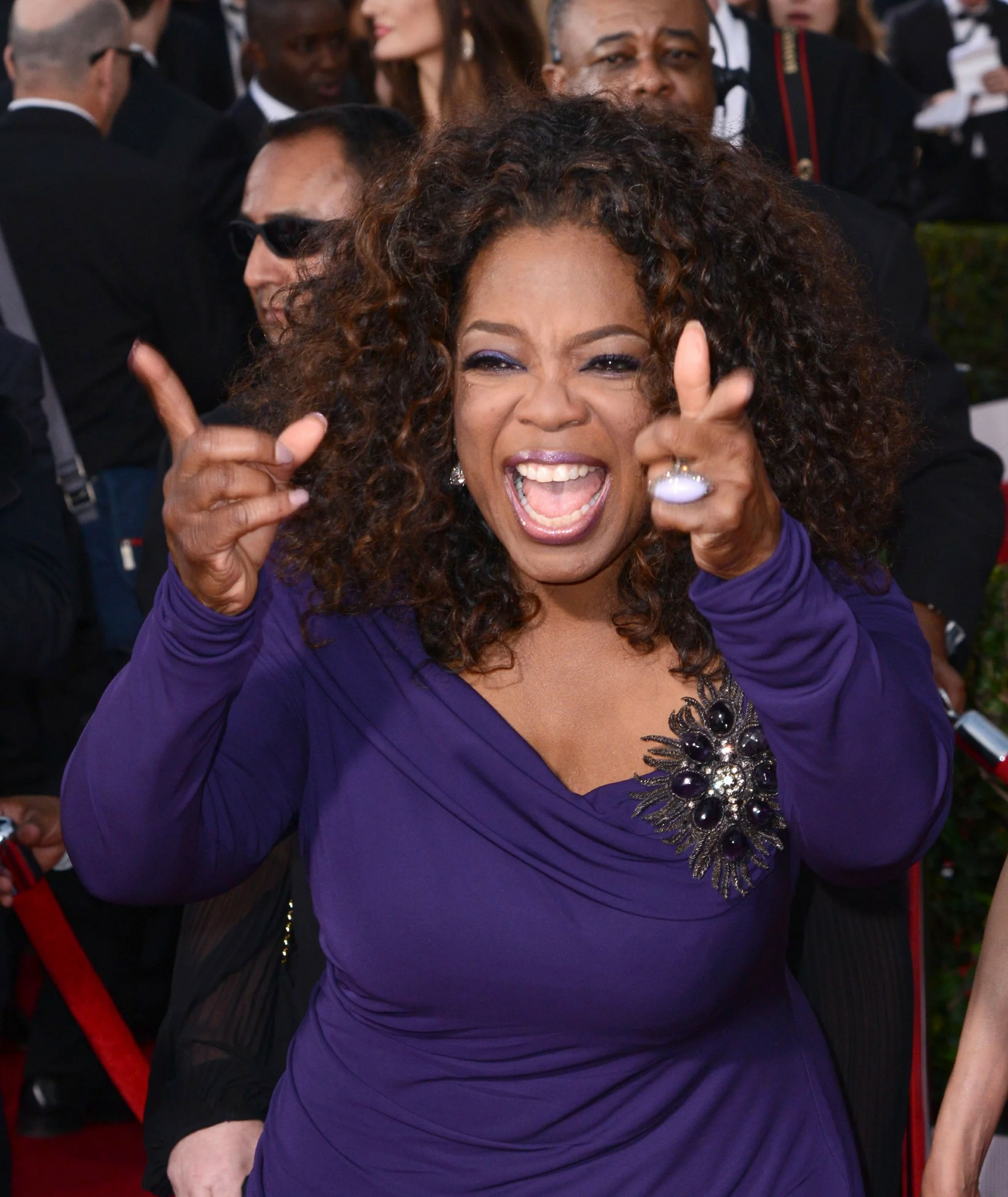 Oprah 2 hands pointing Blank Meme Template