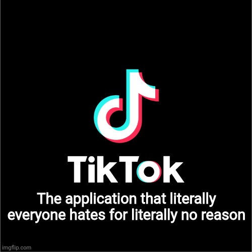 tiktok logo | The application that literally everyone hates for literally no reason | image tagged in tiktok logo | made w/ Imgflip meme maker