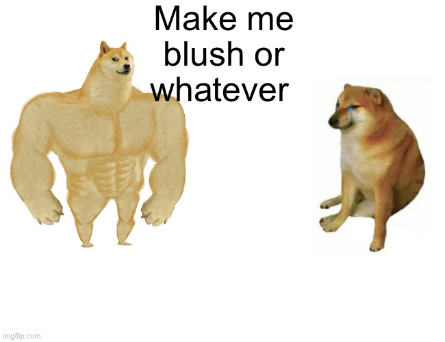 Buff Doge vs. Cheems Meme | Make me blush or whatever | image tagged in memes,buff doge vs cheems | made w/ Imgflip meme maker