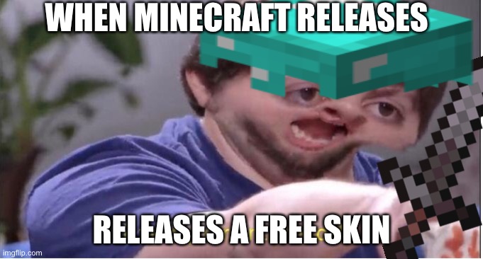 Minecratf | WHEN MINECRAFT RELEASES; RELEASES A FREE SKIN | image tagged in gaming | made w/ Imgflip meme maker