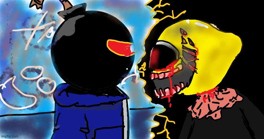 Whitty vs Monster, tell me who gonna win in the comments! | image tagged in drawings | made w/ Imgflip meme maker