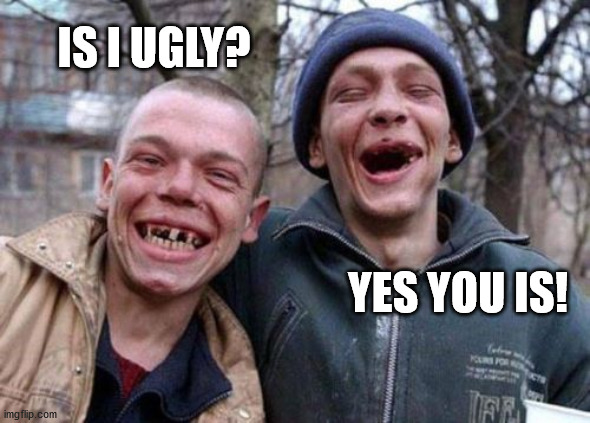 Ugly Twins Meme | IS I UGLY? YES YOU IS! | image tagged in memes,ugly twins | made w/ Imgflip meme maker