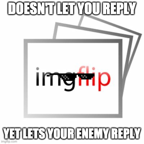 Imgflip | DOESN'T LET YOU REPLY YET LETS YOUR ENEMY REPLY | image tagged in imgflip | made w/ Imgflip meme maker