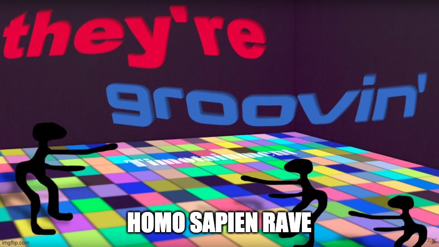 they're groovin | HOMO SAPIEN RAVE | image tagged in they're groovin | made w/ Imgflip meme maker