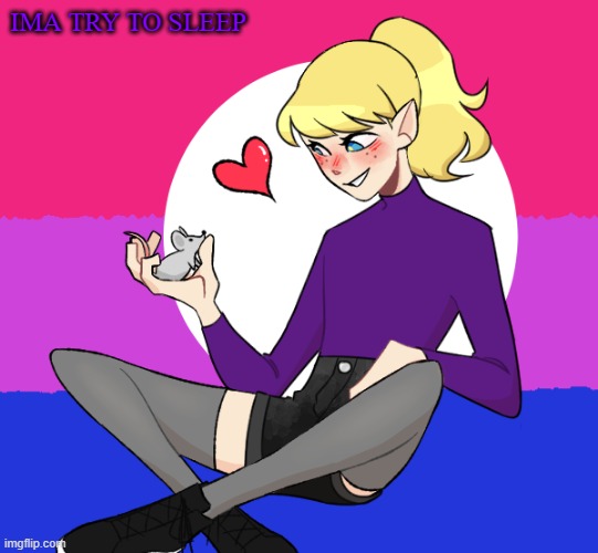 IMA TRY TO SLEEP | image tagged in yachi holding a mouse | made w/ Imgflip meme maker