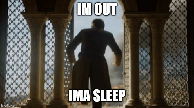 Im out | IM OUT IMA SLEEP | image tagged in im out | made w/ Imgflip meme maker