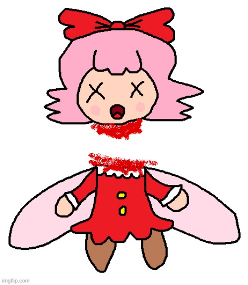 Decapitated Ribbon Again Because It's Awesome | image tagged in ribbon,kirby,gore,blood,funny,cute | made w/ Imgflip meme maker