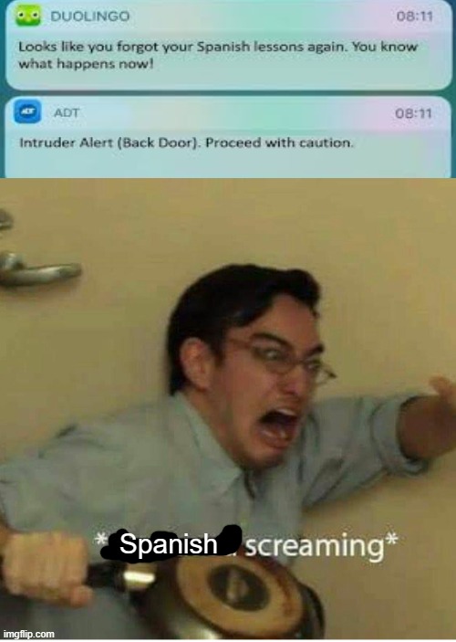confused screaming |  Spanish | image tagged in confused screaming,duolingo bird,spanish | made w/ Imgflip meme maker
