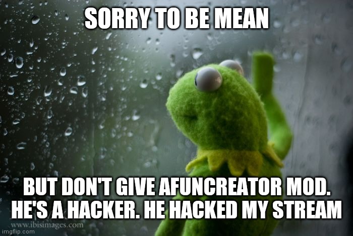 I'm sorry. It's for the best | SORRY TO BE MEAN; BUT DON'T GIVE AFUNCREATOR MOD. HE'S A HACKER. HE HACKED MY STREAM | image tagged in kermit window | made w/ Imgflip meme maker