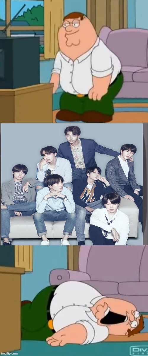 BTS' John Cuck | image tagged in peter griffin watches tape and dies,kpop,family guy,memes | made w/ Imgflip meme maker