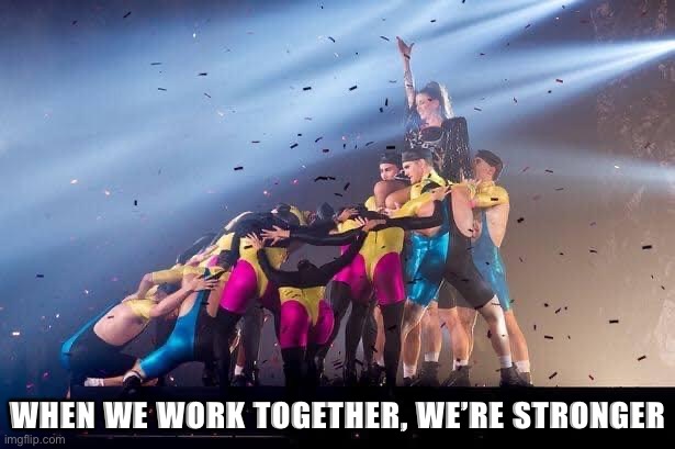 LGBTQ+, straight allies, anyone without a bigoted heart: All together now! | WHEN WE WORK TOGETHER, WE’RE STRONGER | image tagged in dannii lgbtq,lgbtq,lgbt,gay pride,pride,unity | made w/ Imgflip meme maker