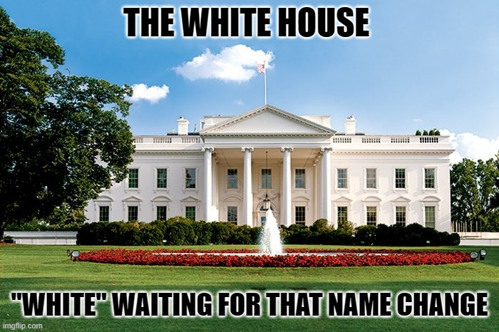 funny | THE WHITE HOUSE; "WHITE" WAITING FOR THAT NAME CHANGE | image tagged in politically correct | made w/ Imgflip meme maker