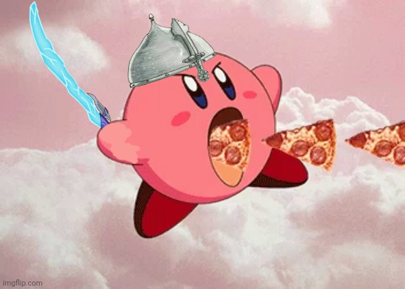 Time for a pizza crusade! | image tagged in kirby,pizza time,time for a crusade,crusades | made w/ Imgflip meme maker