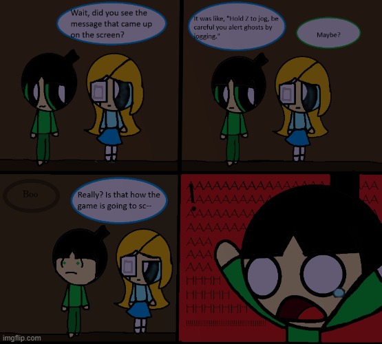 Butch and Bubbles play a horror game. (Bubbletale comic) | image tagged in funny,comics | made w/ Imgflip meme maker