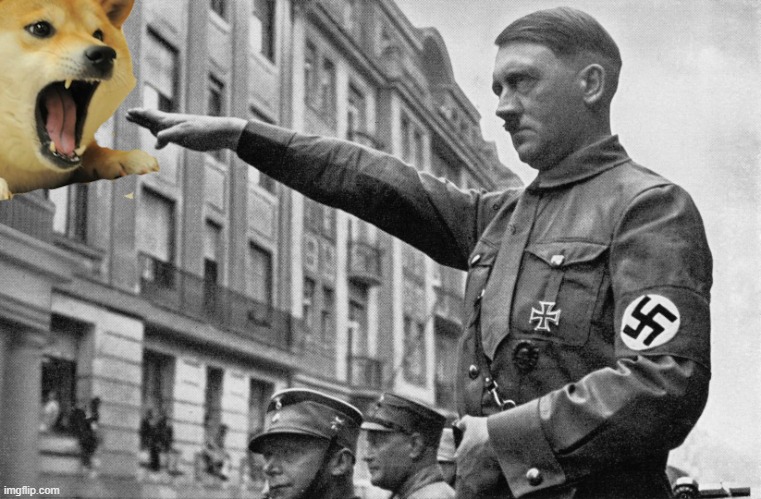 Hitler | image tagged in doge,angry doge,hitler,adolf hitler,nazi,ww2 | made w/ Imgflip meme maker