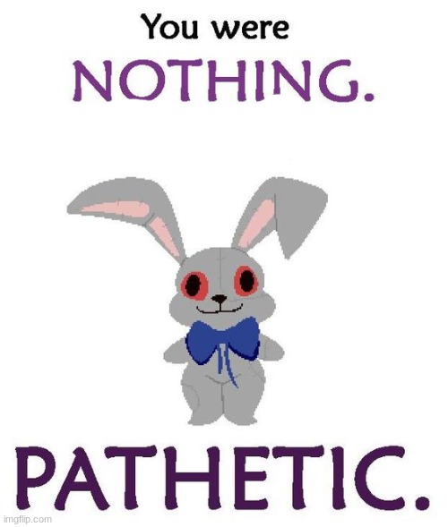 you were nothing. You were pathetic. °<° | image tagged in fnaf | made w/ Imgflip meme maker