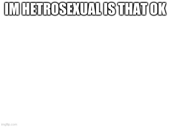 is it? | IM HETROSEXUAL IS THAT OK | image tagged in blank white template | made w/ Imgflip meme maker