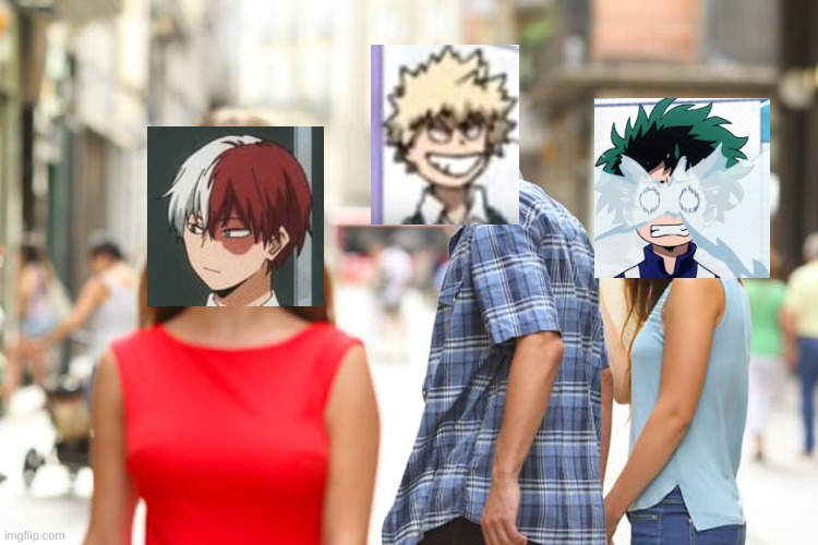 Distracted Boyfriend | image tagged in memes,mha,bnha,anime,bakudeku | made w/ Imgflip meme maker