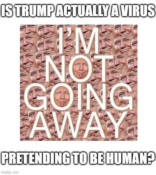 When I saw this image by a Trump supporter, it suddenly made sense | IS TRUMP ACTUALLY A VIRUS; PRETENDING TO BE HUMAN? | image tagged in blank white template,disease,deception,weapon of mass destruction,end of the world | made w/ Imgflip meme maker