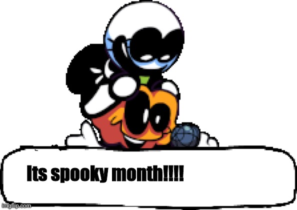 Skid and pump text bubble example | Its spooky month!!!! | image tagged in skid and pump,friday night funkin | made w/ Imgflip meme maker