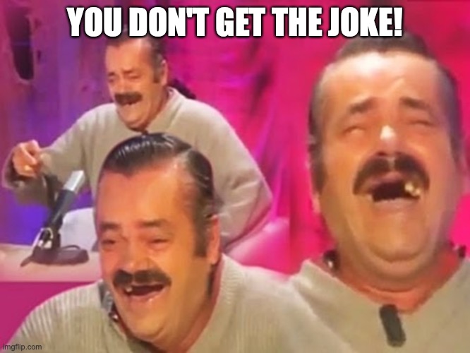 Spanish Laughing Guy | YOU DON'T GET THE JOKE! | image tagged in spanish laughing guy | made w/ Imgflip meme maker