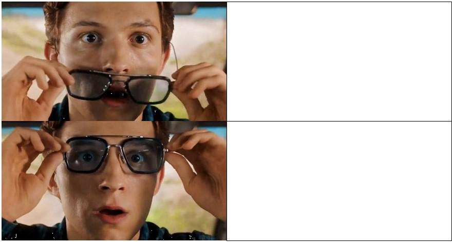 High Quality Spiderman Glasses Meme HiDef Blank Meme Template. 