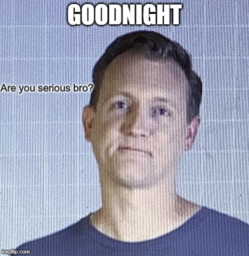 Are you serious bro? | GOODNIGHT | image tagged in are you serious bro | made w/ Imgflip meme maker