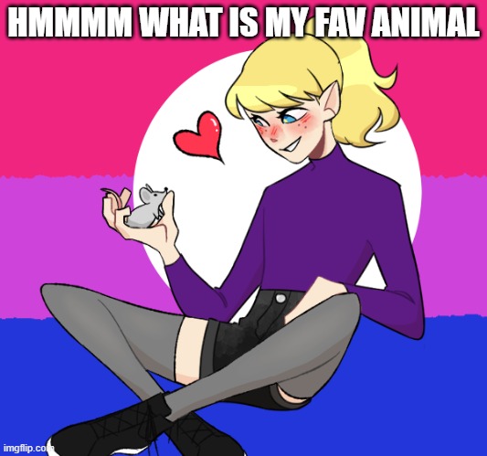 HMMMM WHAT IS MY FAV ANIMAL | image tagged in yachi holding a mouse | made w/ Imgflip meme maker