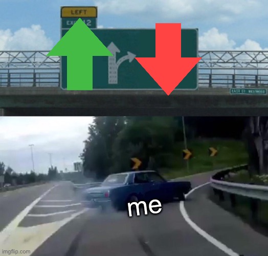 I downvote | me | image tagged in memes,left exit 12 off ramp,downvote,upvote,upvotes | made w/ Imgflip meme maker