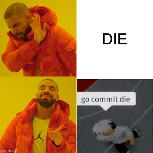 Drake Hotline Bling Meme | DIE | image tagged in memes,drake hotline bling | made w/ Imgflip meme maker