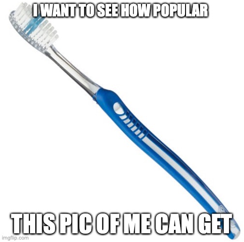 pic of me |  I WANT TO SEE HOW POPULAR; THIS PIC OF ME CAN GET | image tagged in picture,toothbrush,memes,good memes,funny memes | made w/ Imgflip meme maker