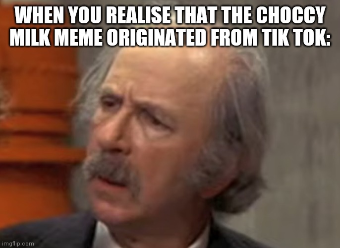 WHEN YOU REALISE THAT THE CHOCCY MILK MEME ORIGINATED FROM TIK TOK: | image tagged in grandpa joe wait what | made w/ Imgflip meme maker