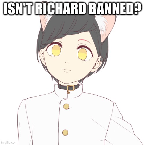 Concerned Elias | ISN'T RICHARD BANNED? | image tagged in concerned elias | made w/ Imgflip meme maker
