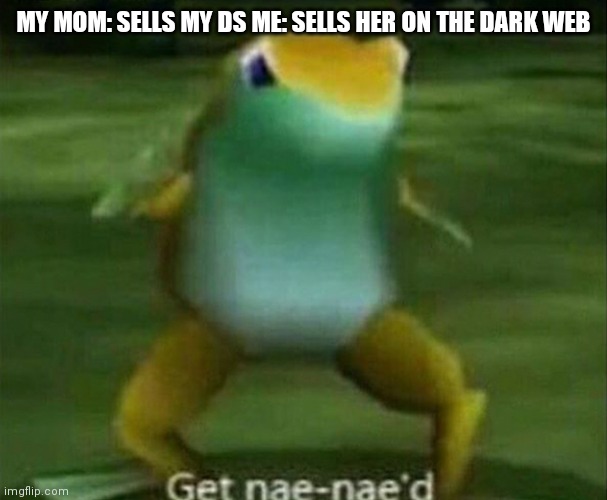 Get nae-nae'd | MY MOM: SELLS MY DS ME: SELLS HER ON THE DARK WEB | image tagged in get nae-nae'd | made w/ Imgflip meme maker