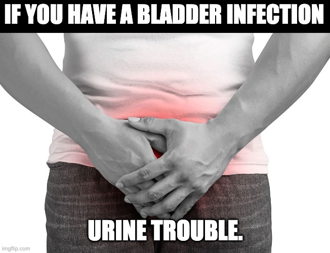 Urine trouble | IF YOU HAVE A BLADDER INFECTION; URINE TROUBLE. | made w/ Imgflip meme maker