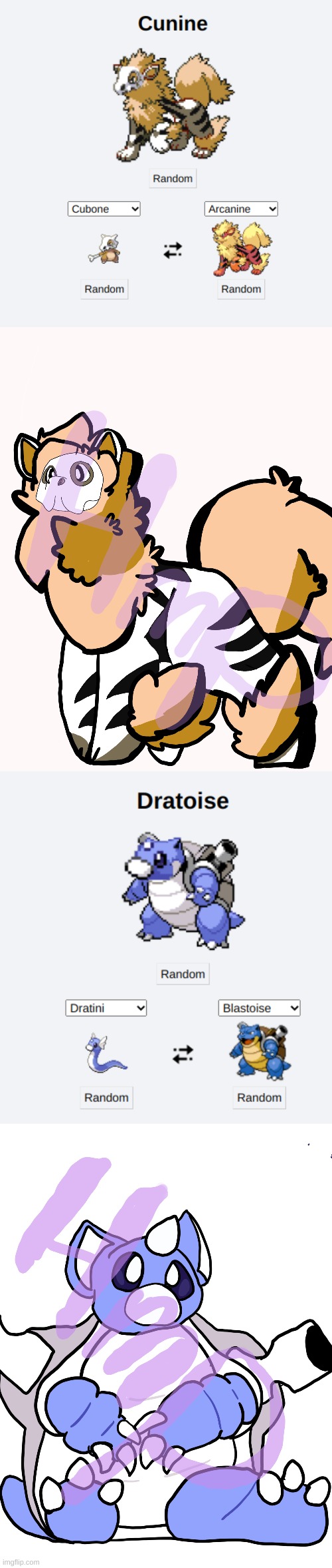 I tried doing drawings of pokemon fusions, i like these two, so ill do two more tomorrow if i remember | image tagged in pokemon | made w/ Imgflip meme maker
