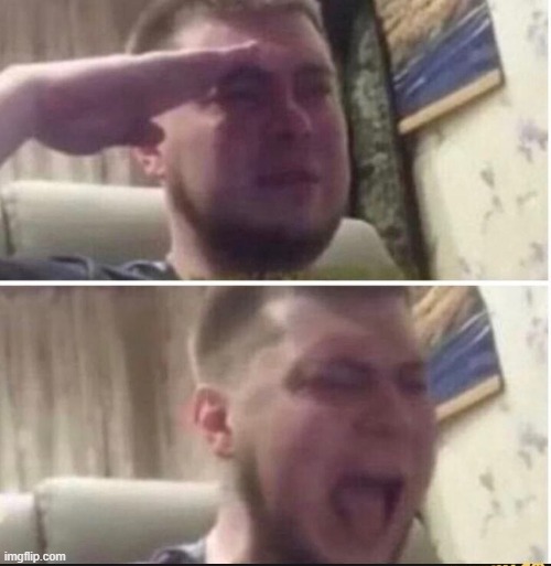 Me when I finish watching a tv show: | image tagged in crying salute | made w/ Imgflip meme maker