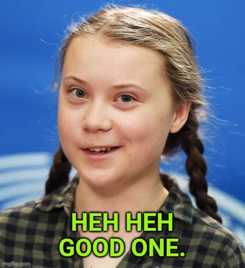Greta Thunberg | HEH HEH
GOOD ONE. | image tagged in greta thunberg | made w/ Imgflip meme maker